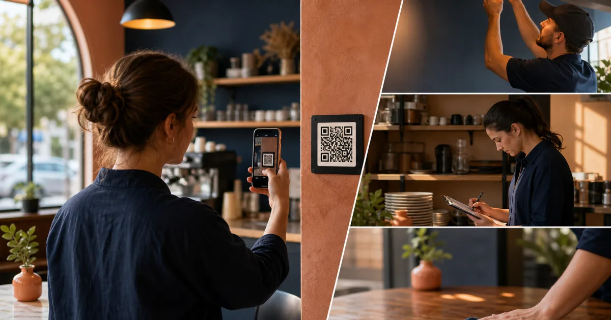 QR code issue reporting workflow for a small business location